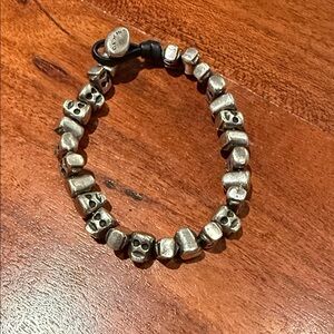 UNO de 50 Silver Skull Bead Bracelet on Black Cord